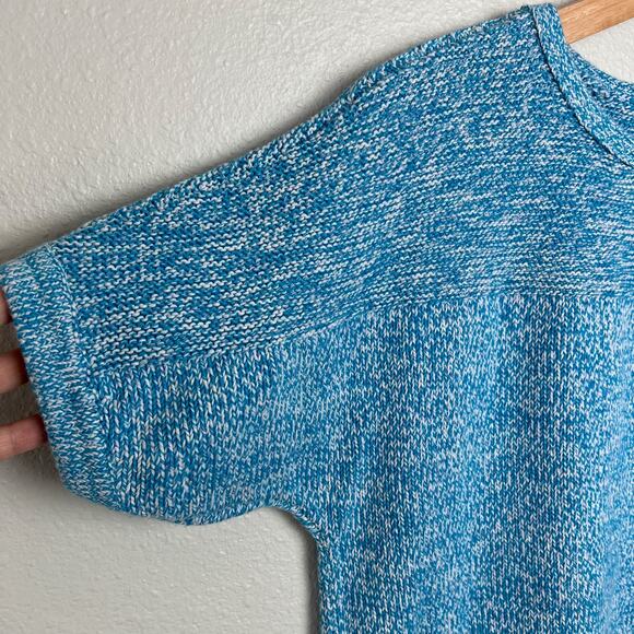 Chico's Blue and White Short Sleeve Knit Cotton Sweater Top Size 1 (U.S. Medium) - Picture 4 of 8